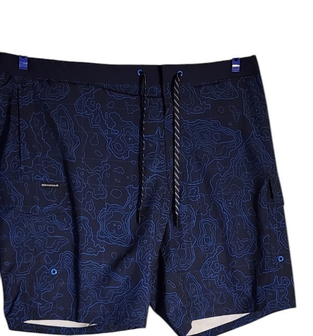 ZeroXposur Mens XXL Blue Swim Trunks Board Shorts UPF 50+ Quick Dry Pockets NWT